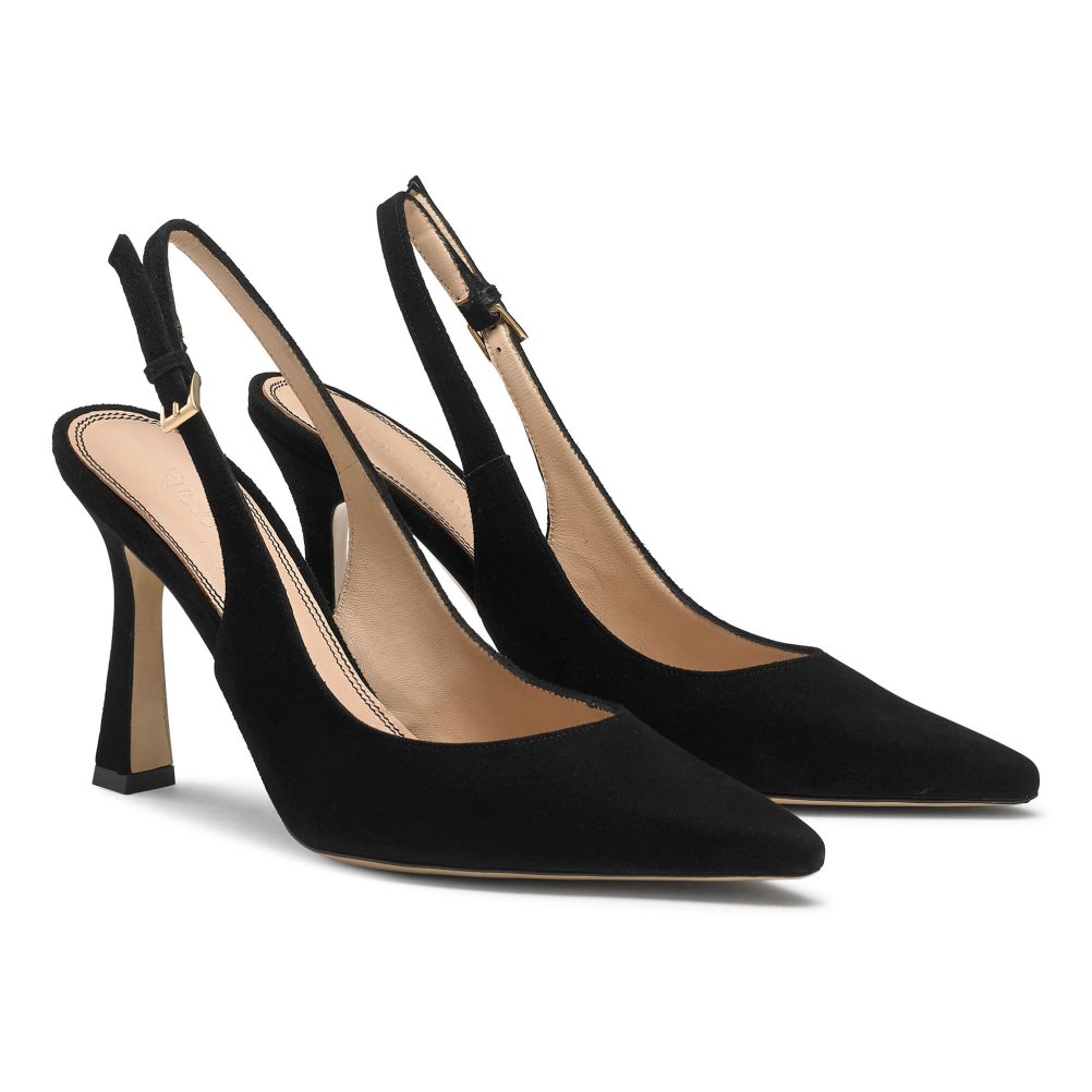 Russell And Bromley Slingback Point Pumps Dame Svarte | 024VDRST