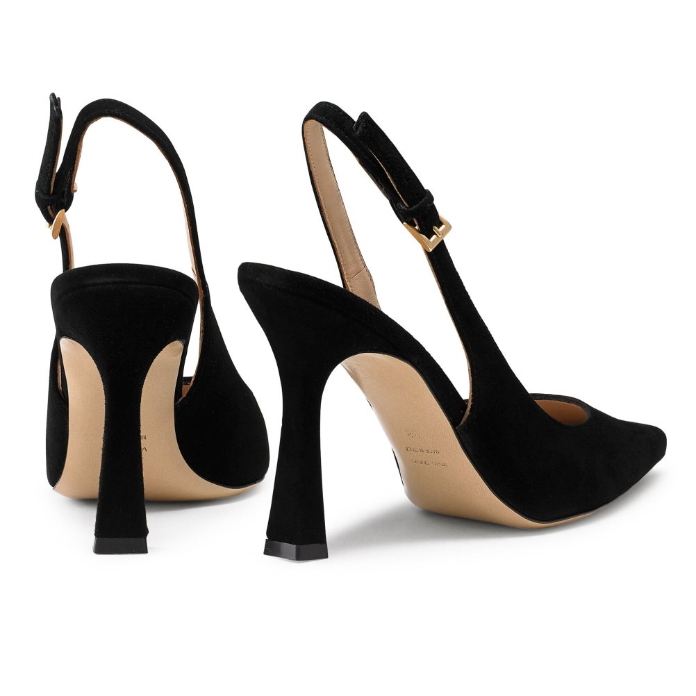 Russell And Bromley Slingback Point Pumps Dame Svarte | 024VDRST