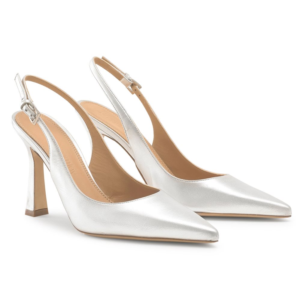 Russell And Bromley Slingback Point Pumps Dame Sølv | 356AKICH