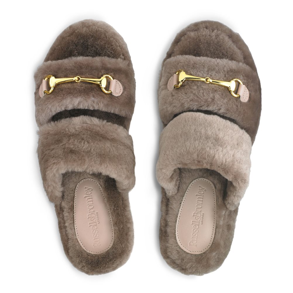 Russell And Bromley Snuggle Open Tøfler Dame Brune | 405CFHMB