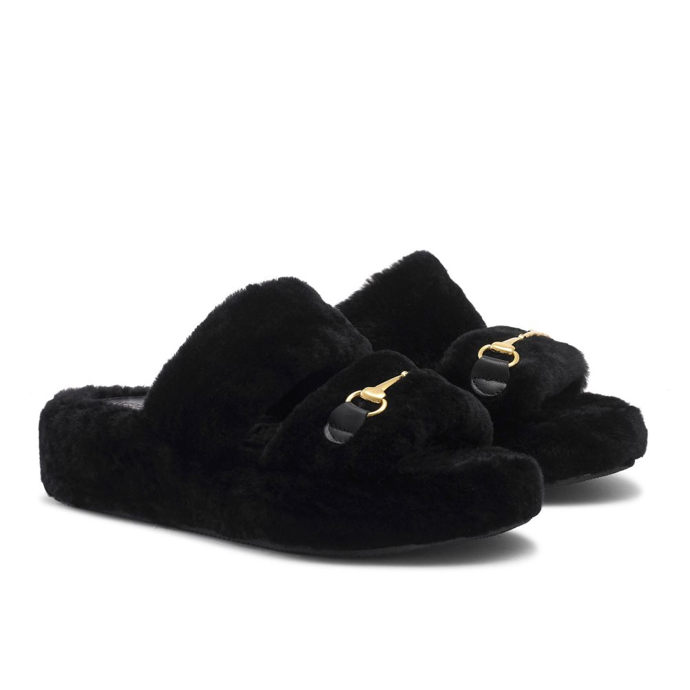 Russell And Bromley Snuggle Open Tøfler Dame Svarte | 789BDGYM