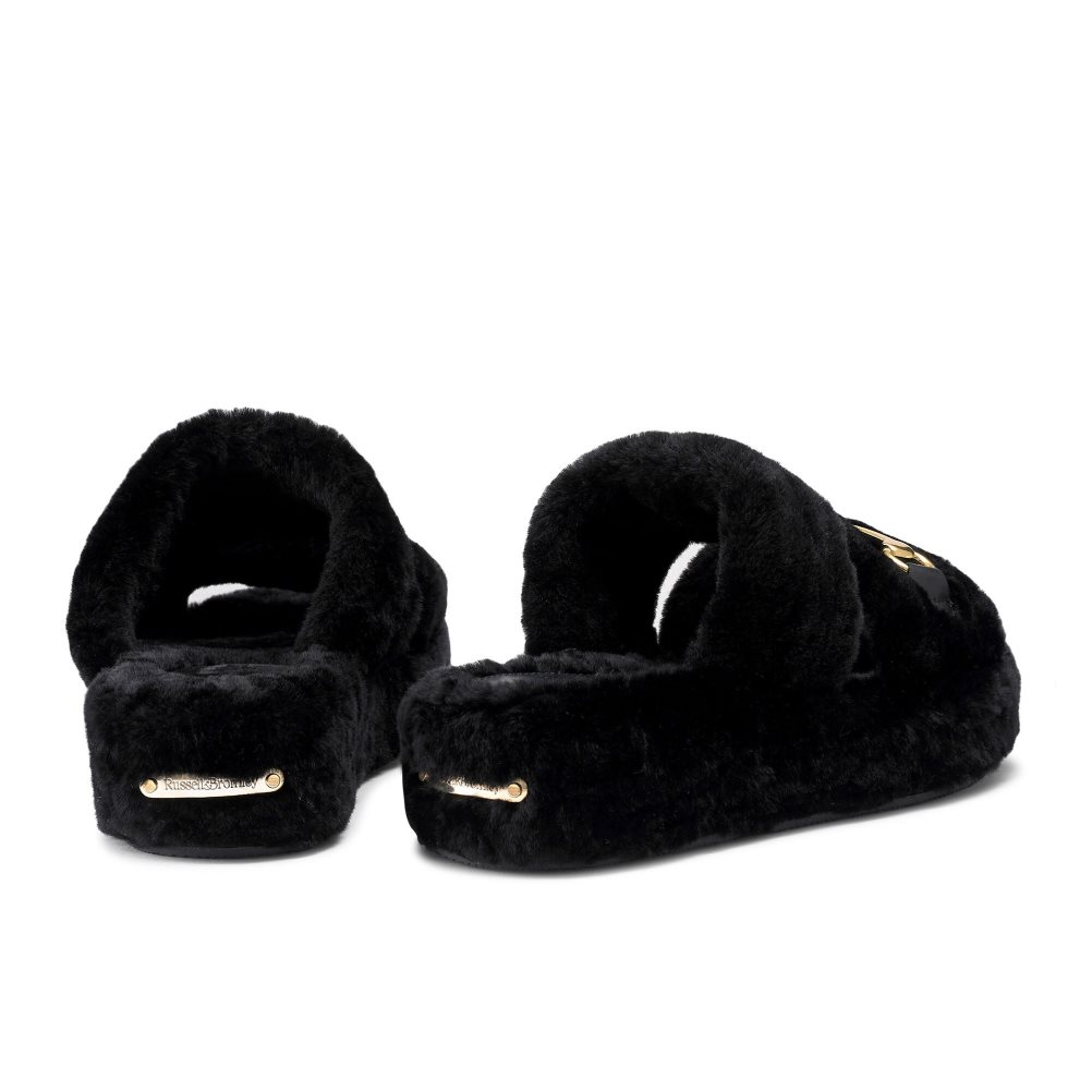 Russell And Bromley Snuggle Open Tøfler Dame Svarte | 789BDGYM