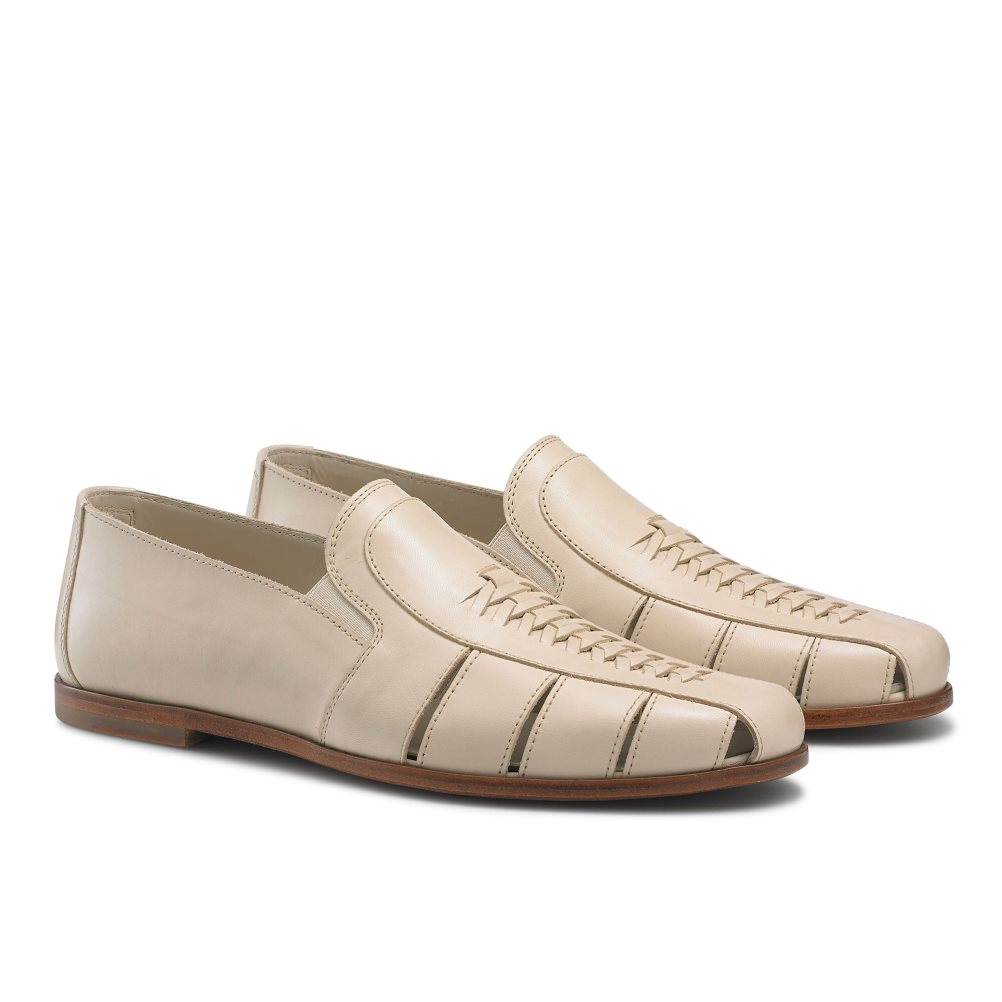 Russell And Bromley Southend Weave Detail Slip On Fritidssko Herre Beige | 204TYGEL