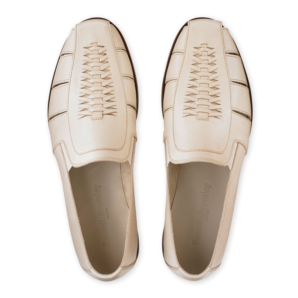 Russell And Bromley Southend Weave Detail Slip On Fritidssko Herre Beige | 204TYGEL