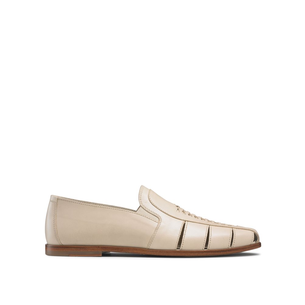 Russell And Bromley Southend Weave Detail Slip On Fritidssko Herre Beige | 204TYGEL