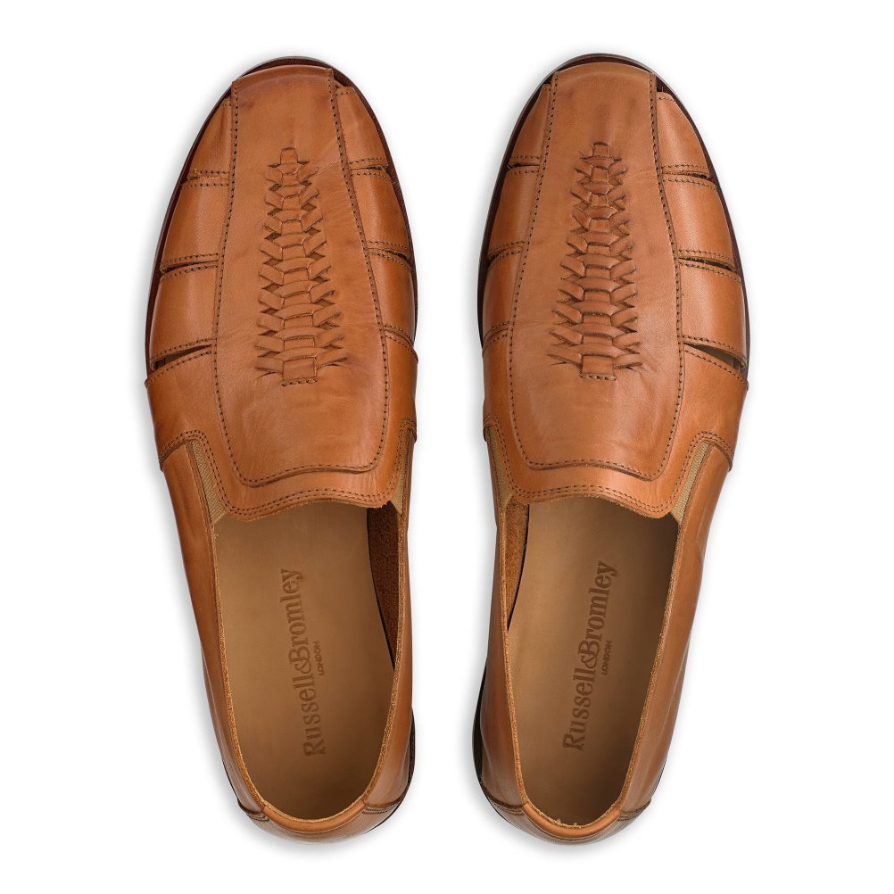 Russell And Bromley Southend Weave Detail Slip On Fritidssko Herre Brune | 672DXYUA