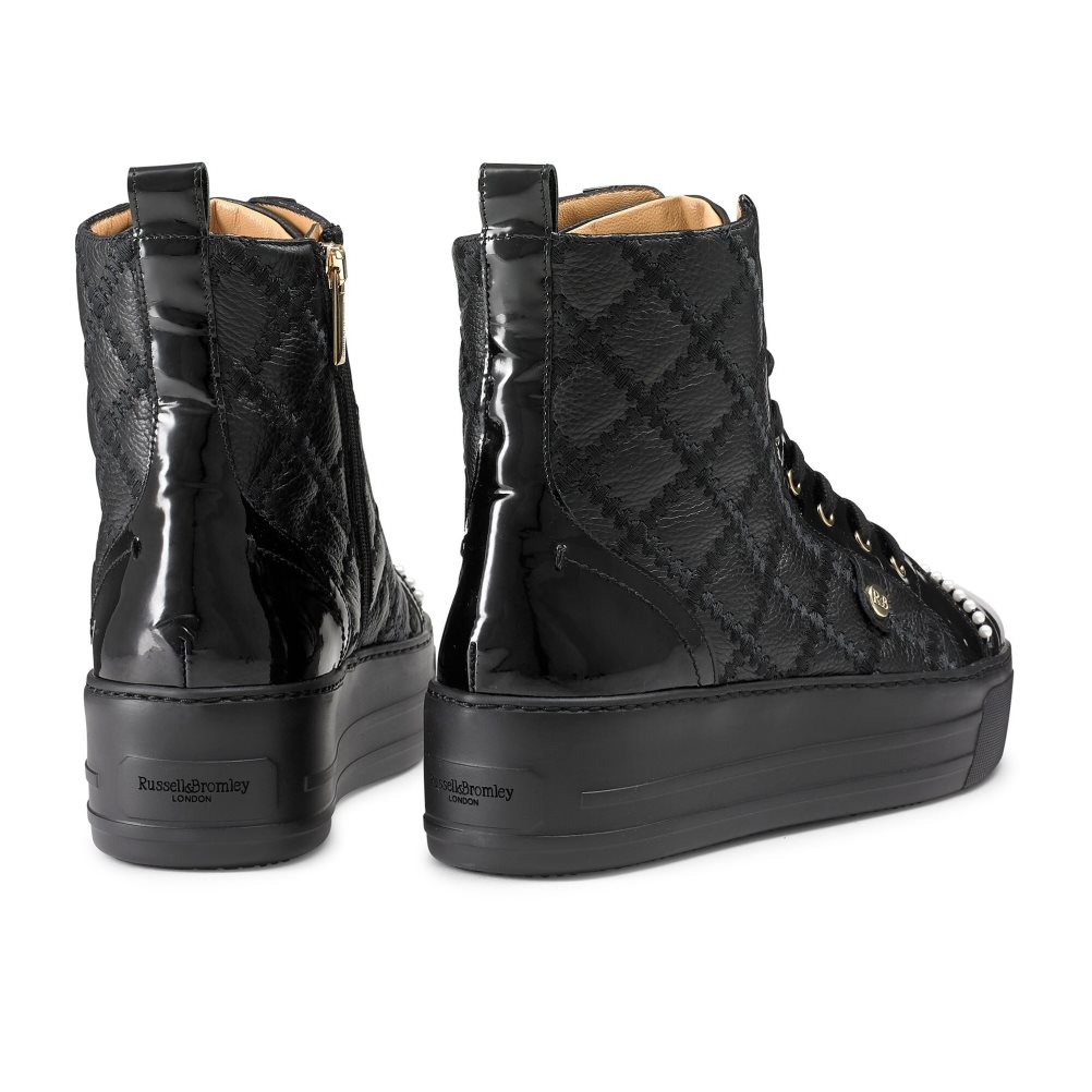 Russell And Bromley Stitch Top Quilted High Top Joggesko Dame Svarte | 365GZSEA