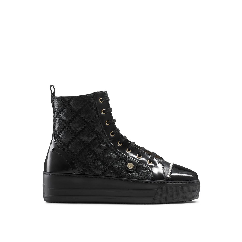 Russell And Bromley Stitch Top Quilted High Top Joggesko Dame Svarte | 365GZSEA