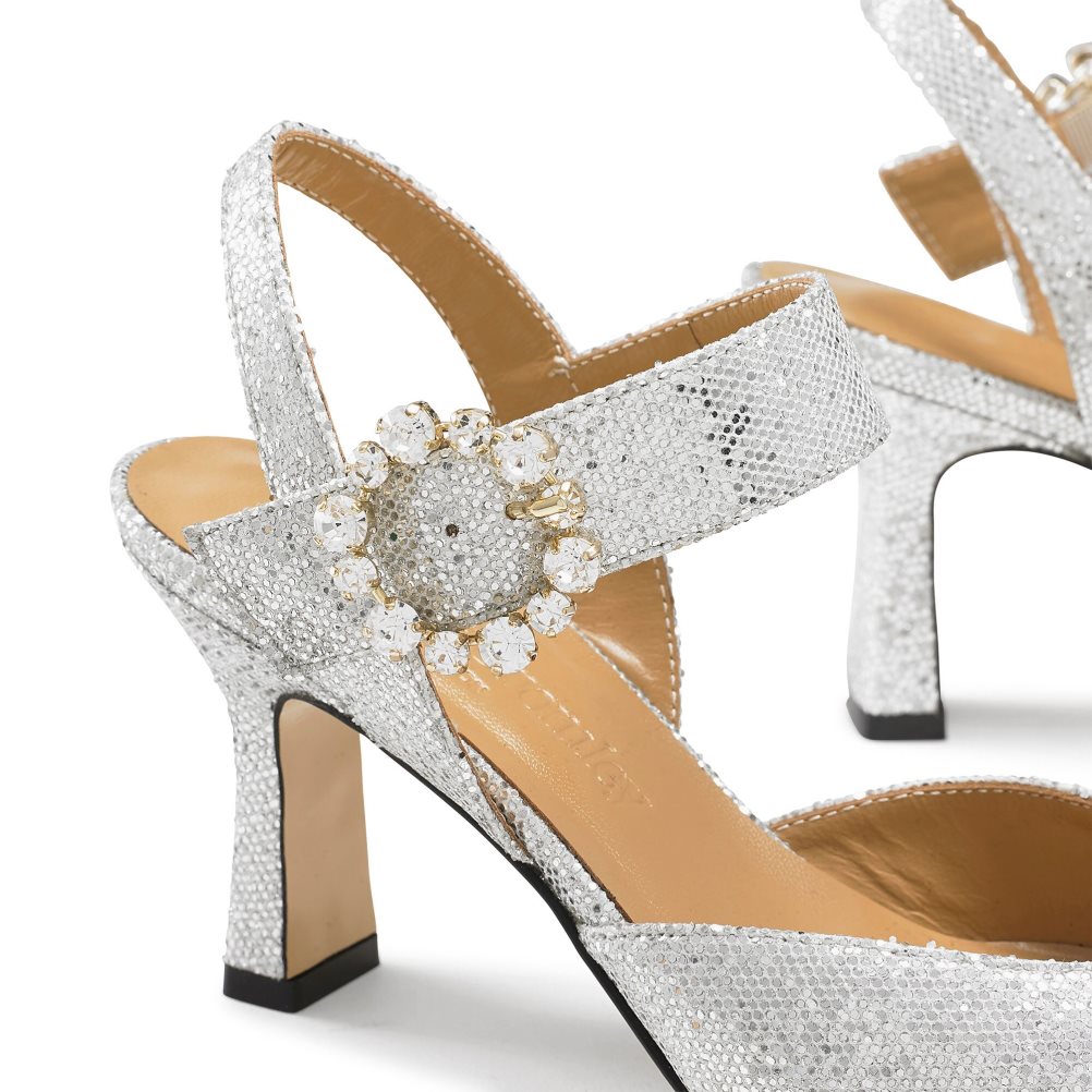 Russell And Bromley Strictly Embellished Court Høye Hæler Dame Sølv | 571ZXPUL