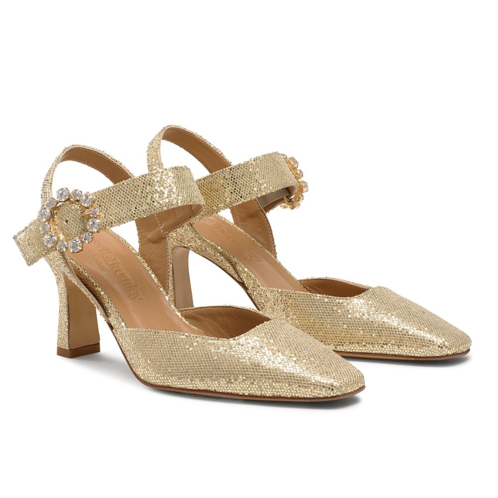 Russell And Bromley Strictly Snipped Tå Court Høye Hæler Dame Gull | 248DEBWK