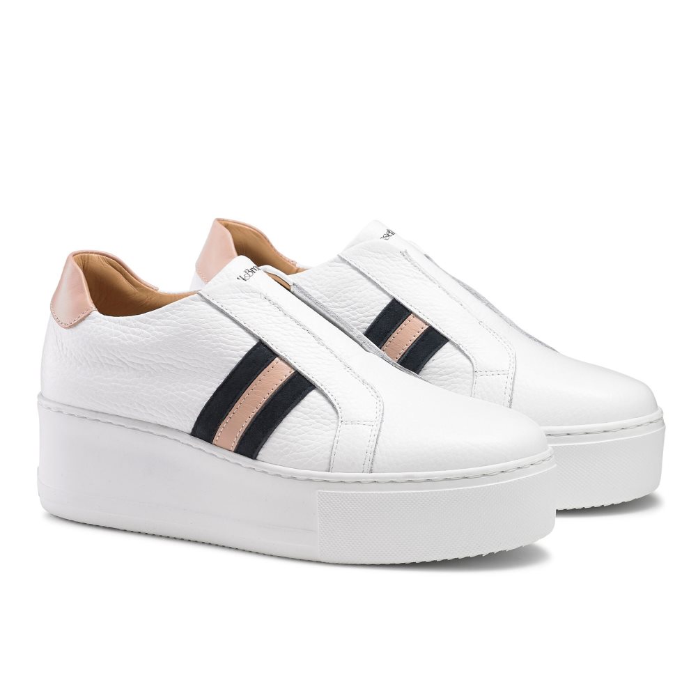 Russell And Bromley Stripe Stripe Flatform Joggesko Dame Hvite | 651VOTYN