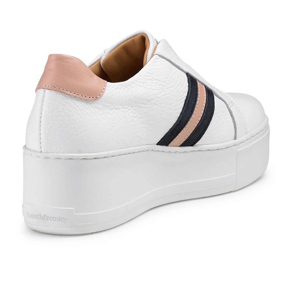 Russell And Bromley Stripe Stripe Flatform Joggesko Dame Hvite | 651VOTYN