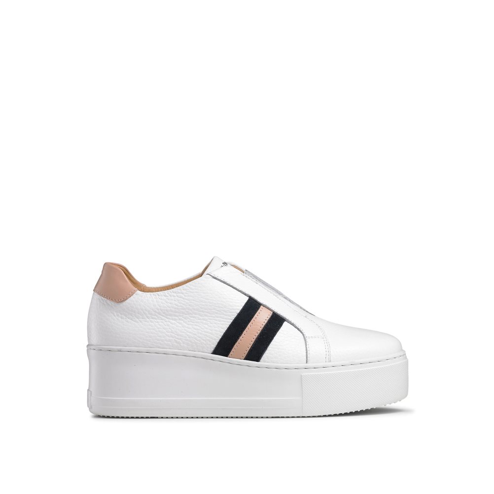 Russell And Bromley Stripe Stripe Flatform Joggesko Dame Hvite | 651VOTYN