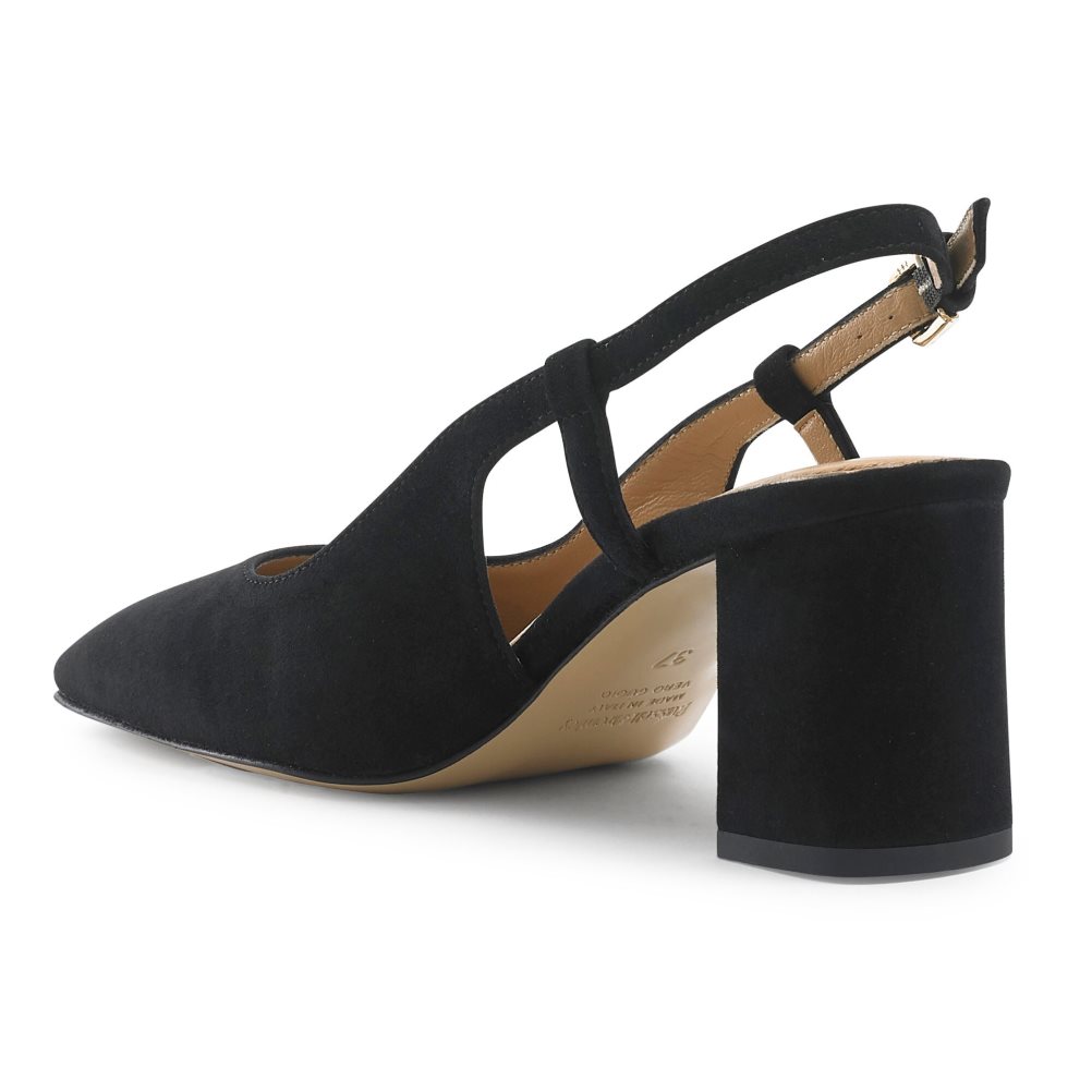 Russell And Bromley Sugar Pie Slingback Block Høye Hæler Dame Svarte | 074LAVTE