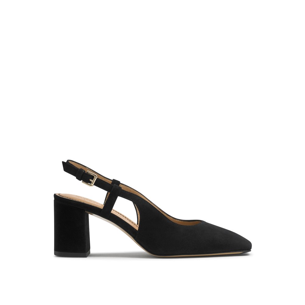 Russell And Bromley Sugar Pie Slingback Block Høye Hæler Dame Svarte | 074LAVTE