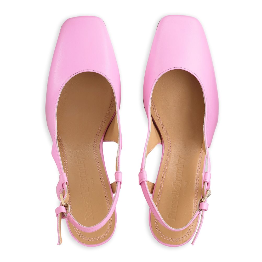 Russell And Bromley Sugar Pie Slingback Block Høye Hæler Dame Rosa | 528WYVRD