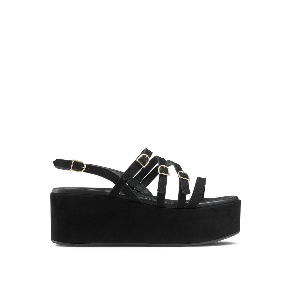 Russell And Bromley Sunshine Spenne Wedge Dame Svarte | 583WYDFJ