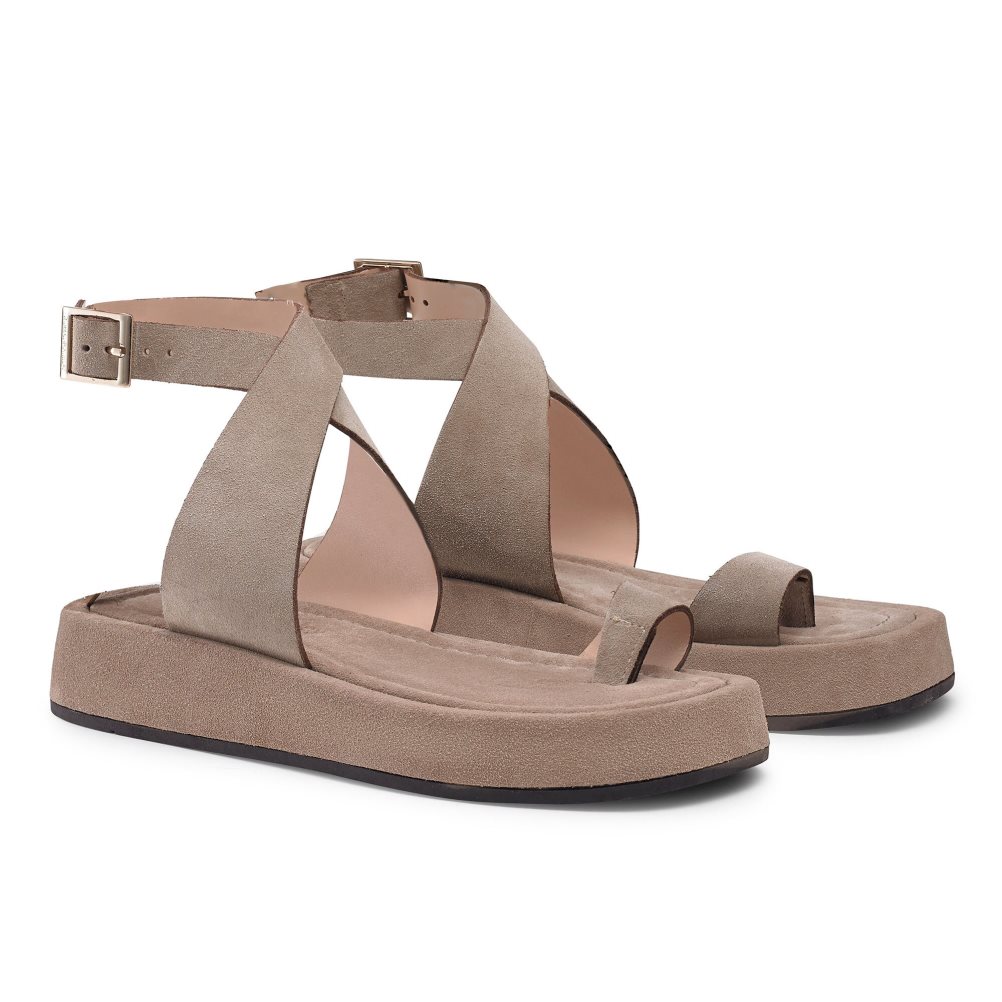 Russell And Bromley Toetally Flate Sandaler Dame Beige | 978WBVEG