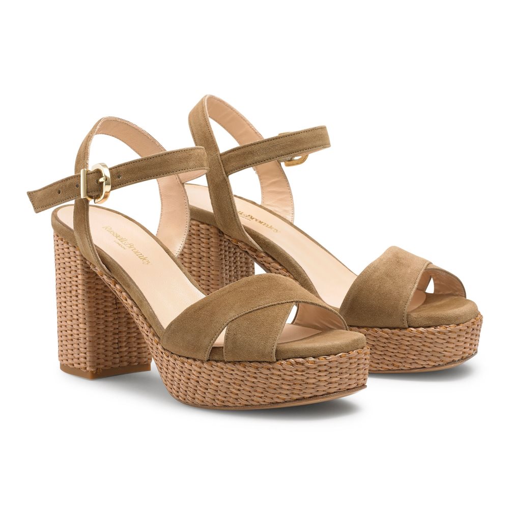 Russell And Bromley Topform Platform Sandaler med Hæl Dame Brune | 624QHUZP