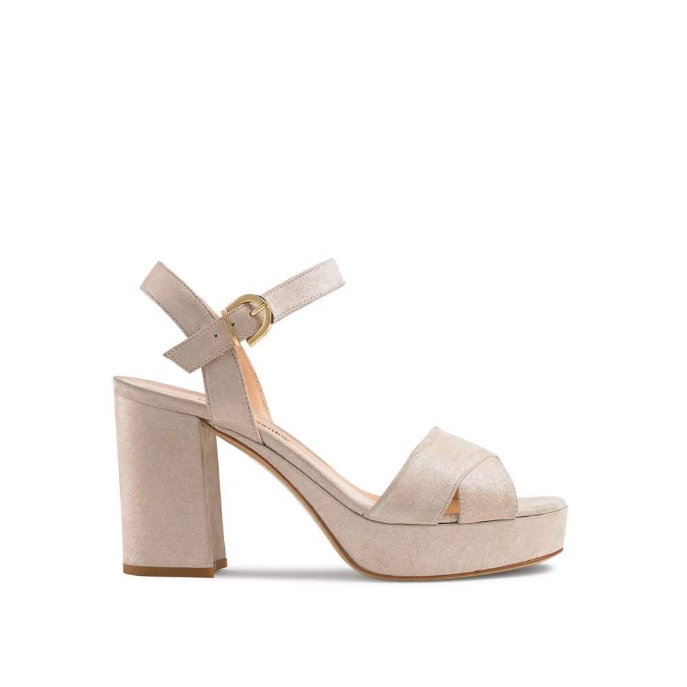 Russell And Bromley Topform Platform Sandaler med Hæl Dame Platina | 792EJQGF