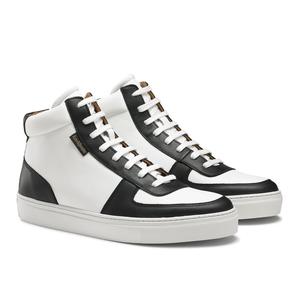 Russell And Bromley Upfield High Top Joggesko Herre Hvite Svarte | 934WZVJD