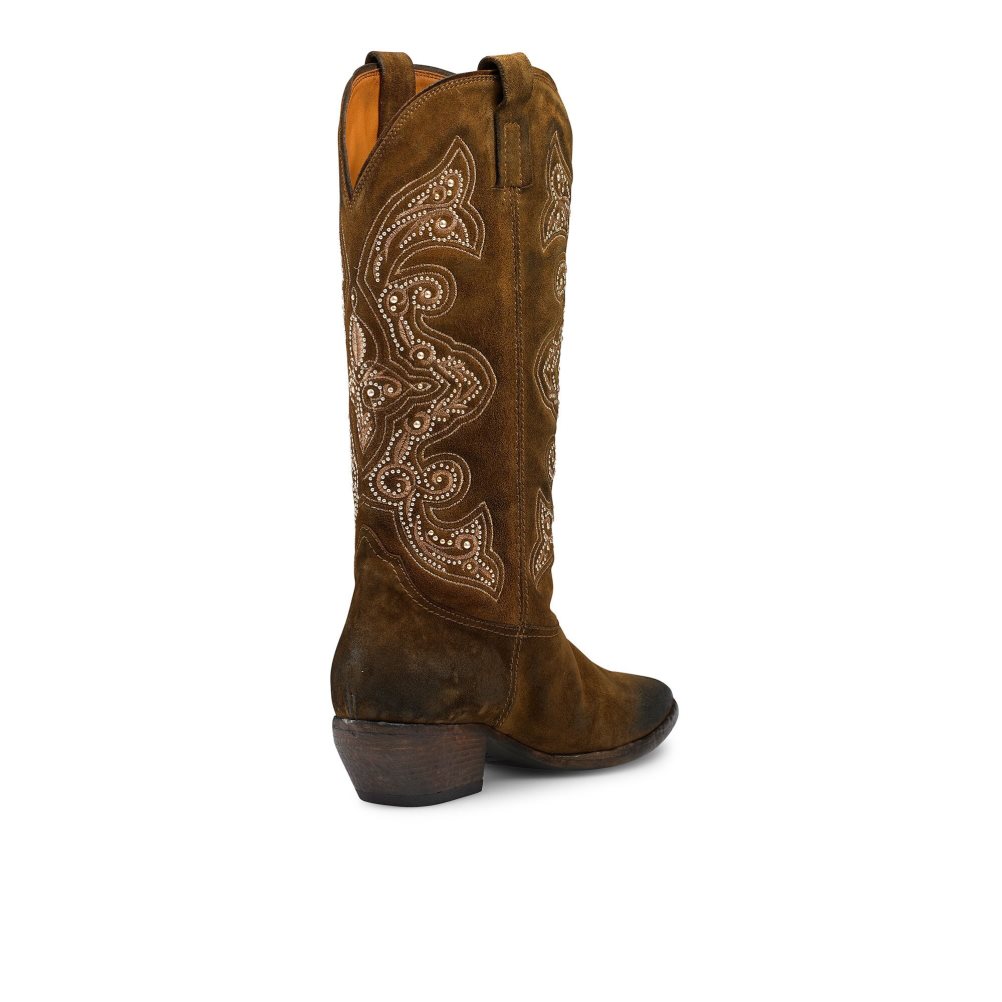 Russell And Bromley Wildwest Embroidered Western Knehøye Støvletter Dame Brune | 852BYPVA