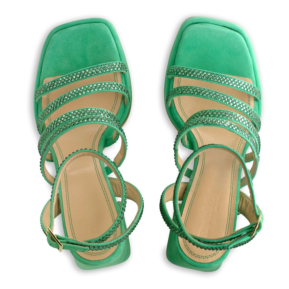 Russell And Bromley Yeahbaby+ Jewelled Strappy Sandaler med Hæl Dame Grønn | 706FALXE