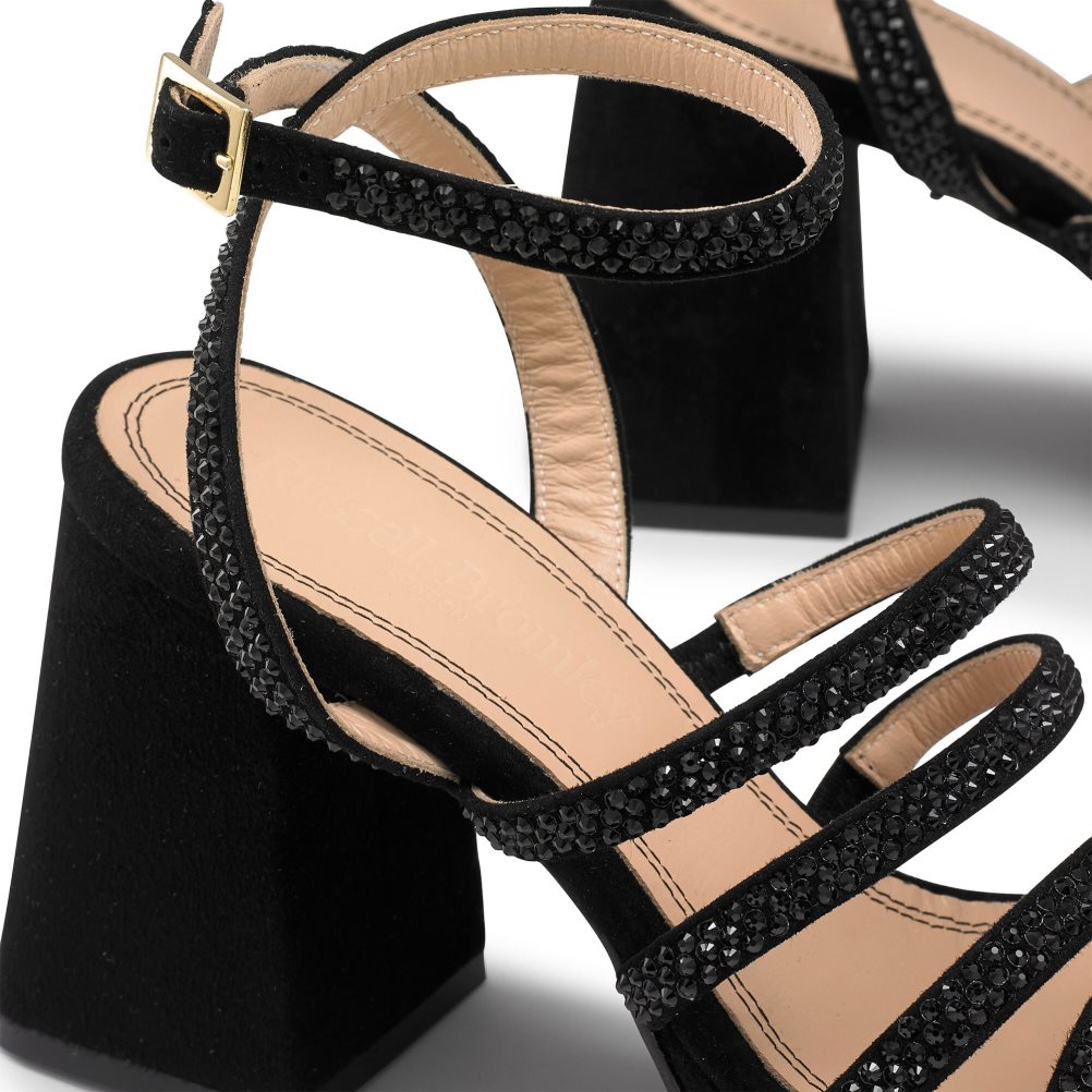 Russell And Bromley Yeahbaby+ Jewelled Strappy Sandaler med Hæl Dame Svarte | 829VAWXK