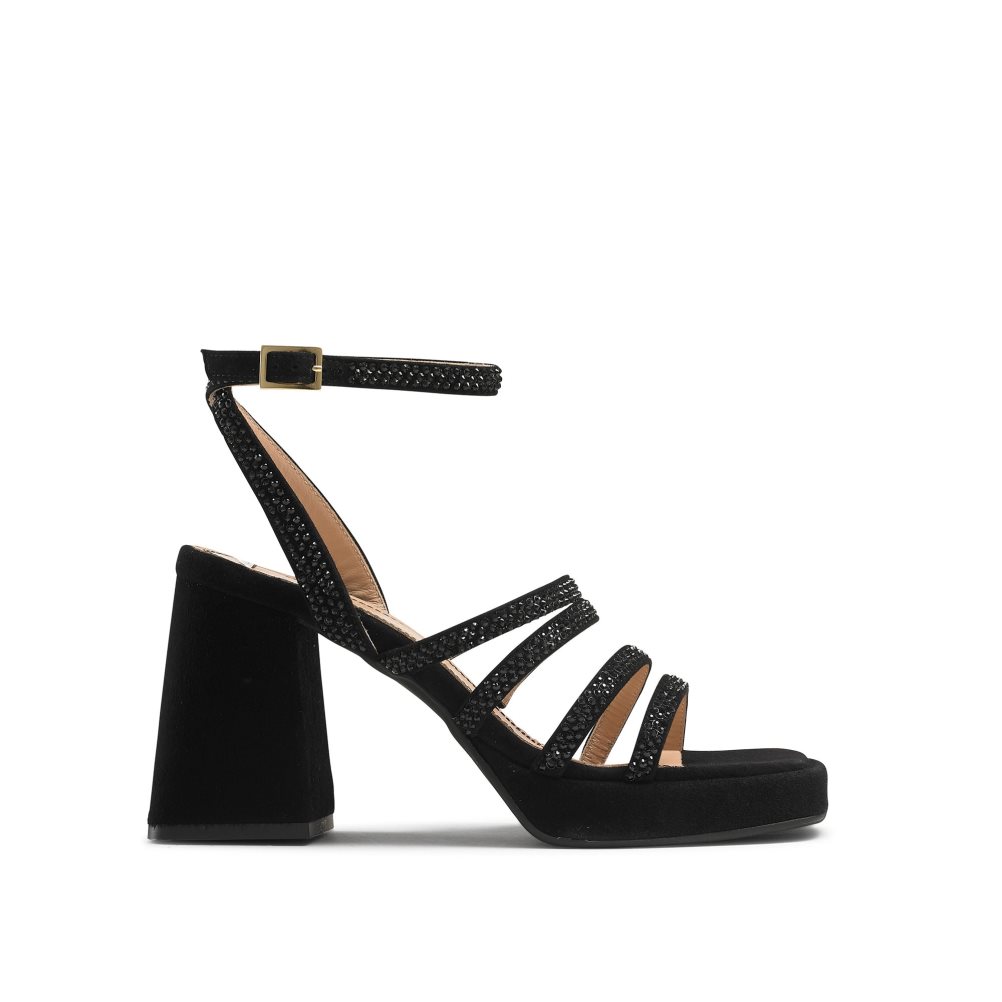 Russell And Bromley Yeahbaby+ Jewelled Strappy Sandaler med Hæl Dame Svarte | 829VAWXK