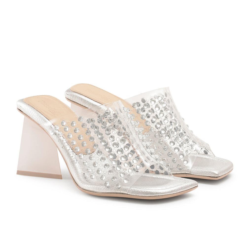 Russell And Bromley Zeus Perspex Mules Sko Dame Sølv | 540QELRM