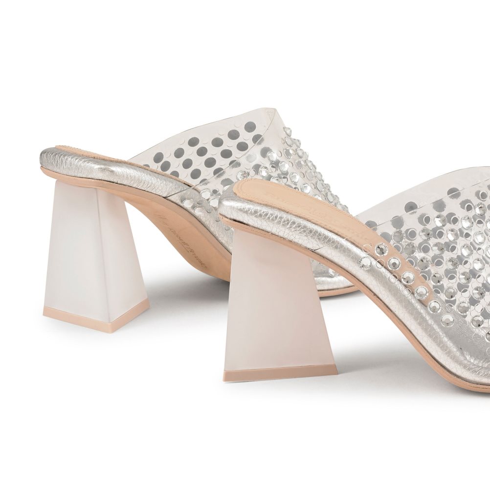 Russell And Bromley Zeus Perspex Mules Sko Dame Sølv | 540QELRM