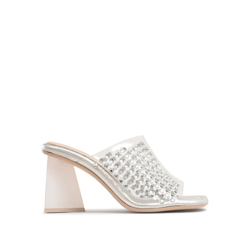 Russell And Bromley Zeus Perspex Mules Sko Dame Sølv | 540QELRM