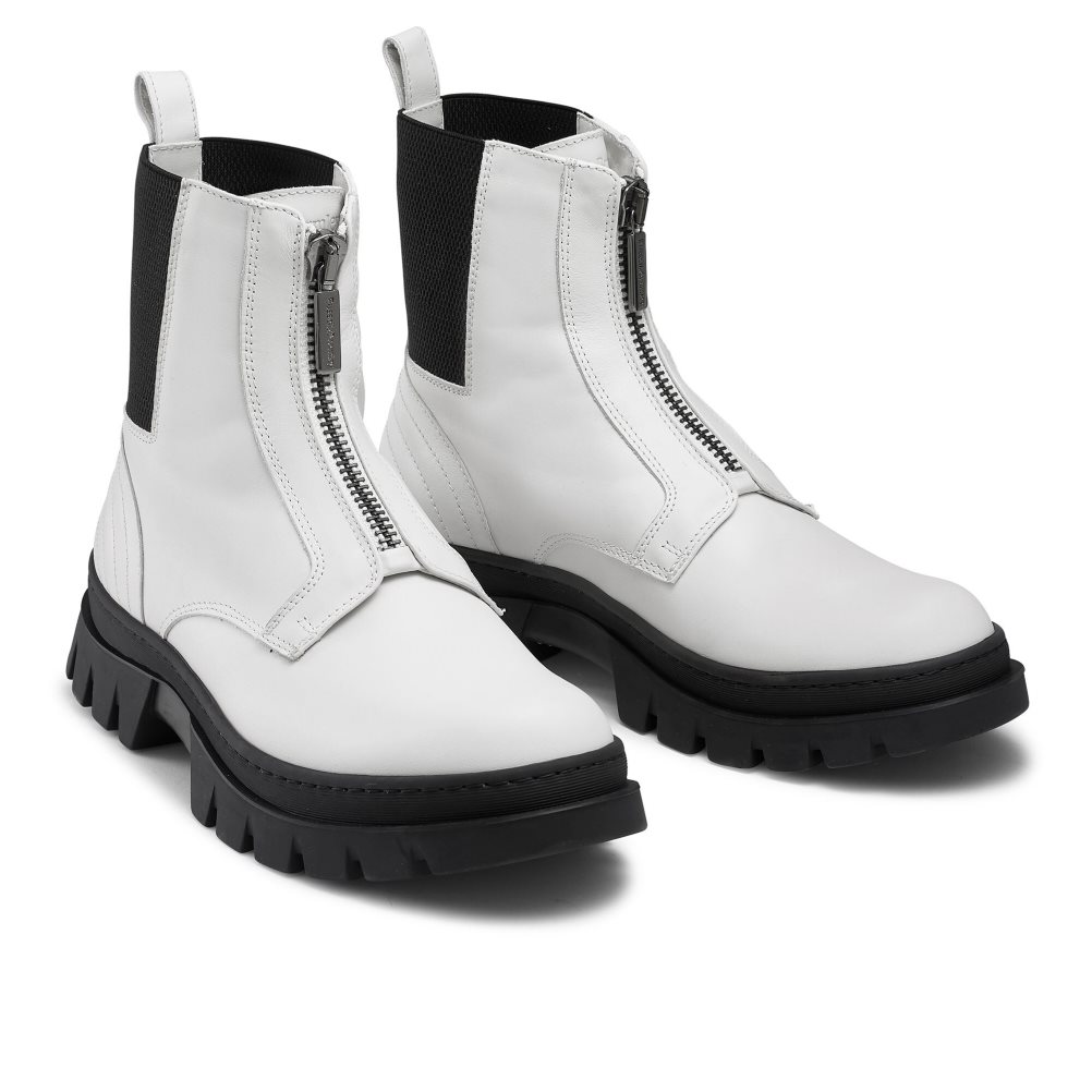 Russell And Bromley Zip Wire Dryleks Zip Up Ankelstøvletter Herre Hvite | 279VTDBI