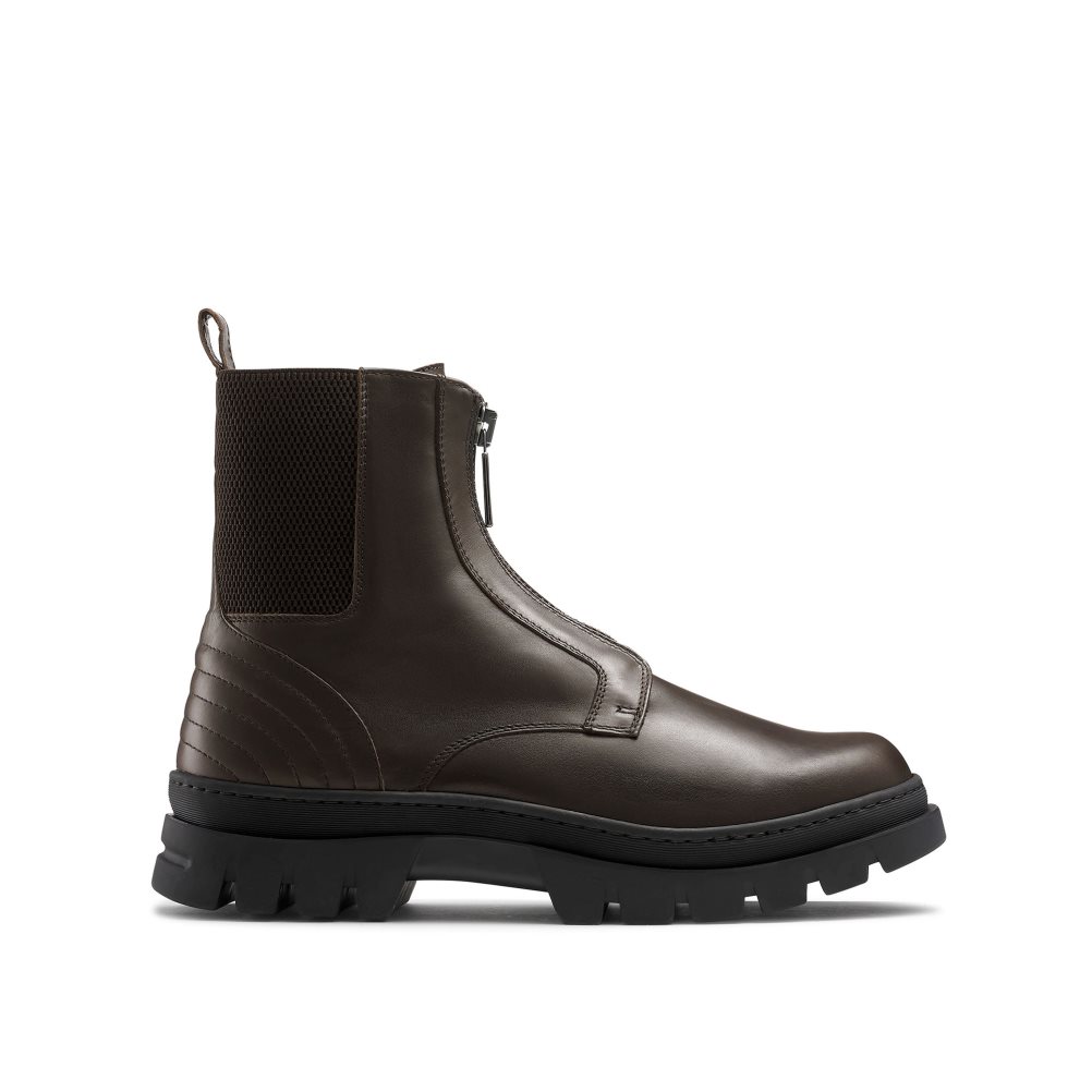 Russell And Bromley Zip Wire Dryleks Zip Up Ankelstøvletter Herre Sjokolade | 659YWUPT