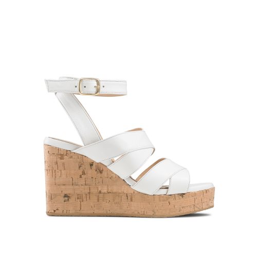 Russell And Bromley Bliss Strappy Wedge Dame Hvite | 412OTXYG