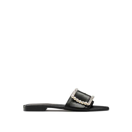 Russell And Bromley Cindy Jewelled Spenne Flate Sandaler Dame Svarte | 105QTURI