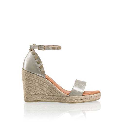 Russell And Bromley Coin Spin Stud Espadrille Wedge Dame Gull | 678CZWVM