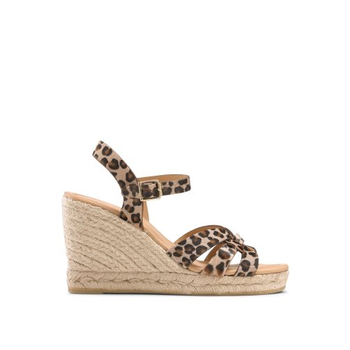 Russell And Bromley Headspin Woven Espadrille Wedge Dame Leopard | 163AHZVT