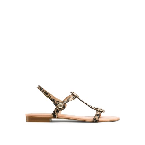 Russell And Bromley Lauren Disc Trim Flate Sandaler Dame Leopard | 490JHNLE