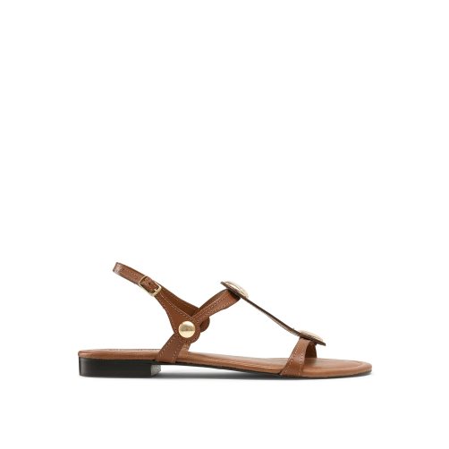 Russell And Bromley Lauren Disc Trim Flate Sandaler Dame Brune | 617HVYRB