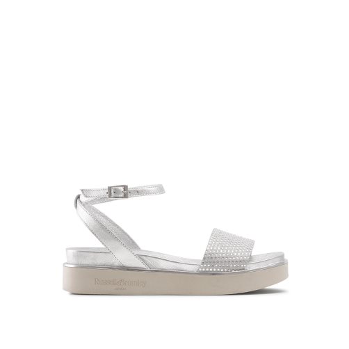 Russell And Bromley Miami Diamante Footbed Flate Sandaler Dame Sølv | 035VMCHT