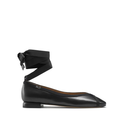 Russell And Bromley Pirouette Ankle Tie Ballerinasko Dame Svarte | 150DUNWX