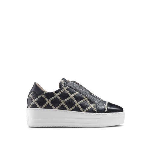 Russell And Bromley Seawalk Laceless Platform Sko Dame Svarte Marineblå | 412ZMFQD