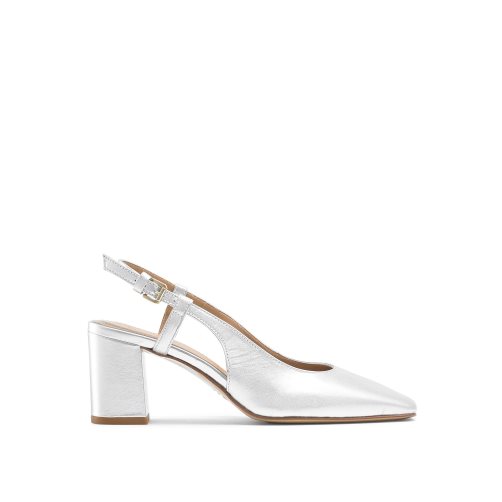 Russell And Bromley Sugar Pie Slingback Block Høye Hæler Dame Sølv | 406AIMRS