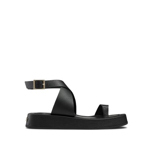 Russell And Bromley Toetally Flate Sandaler Dame Svarte | 617WVZDB