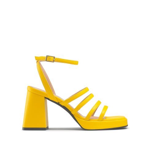 Russell And Bromley Yeahbaby Strappy Flared Platform Sandaler med Hæl Dame Gul | 803XYFDW