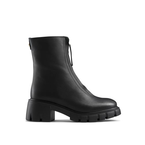 Russell And Bromley Zipabout Zip Front Chunky Støvler Dame Svarte | 368XNVYG